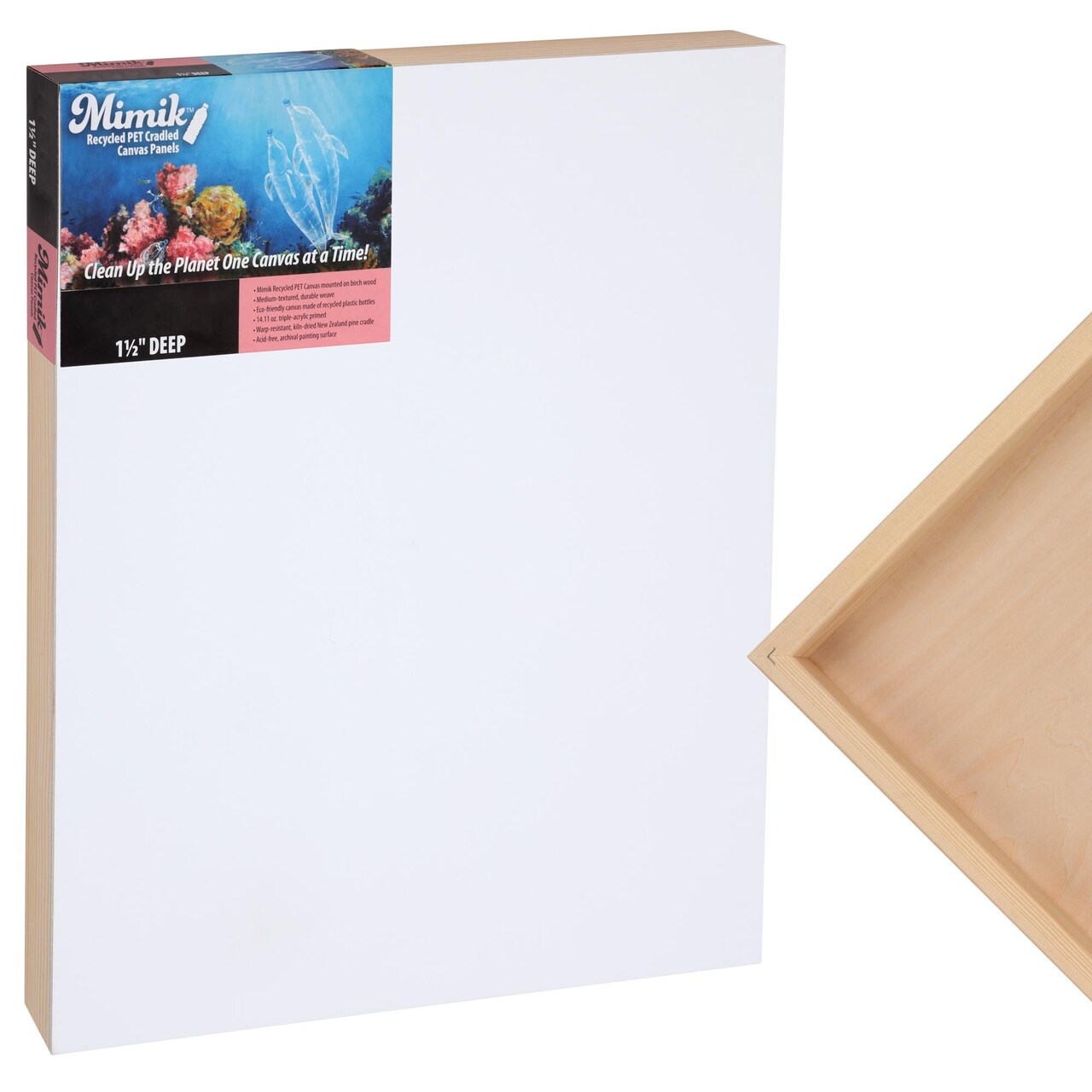 Creative Mark Mimik Recycled PET Cradled Canvas Panel 1-1/2" Depth- Single Canvas- Medium-Textured Painting Board for Eco-Conscious Artists, 14.11 oz Triple-Acrylic-Primed Weight